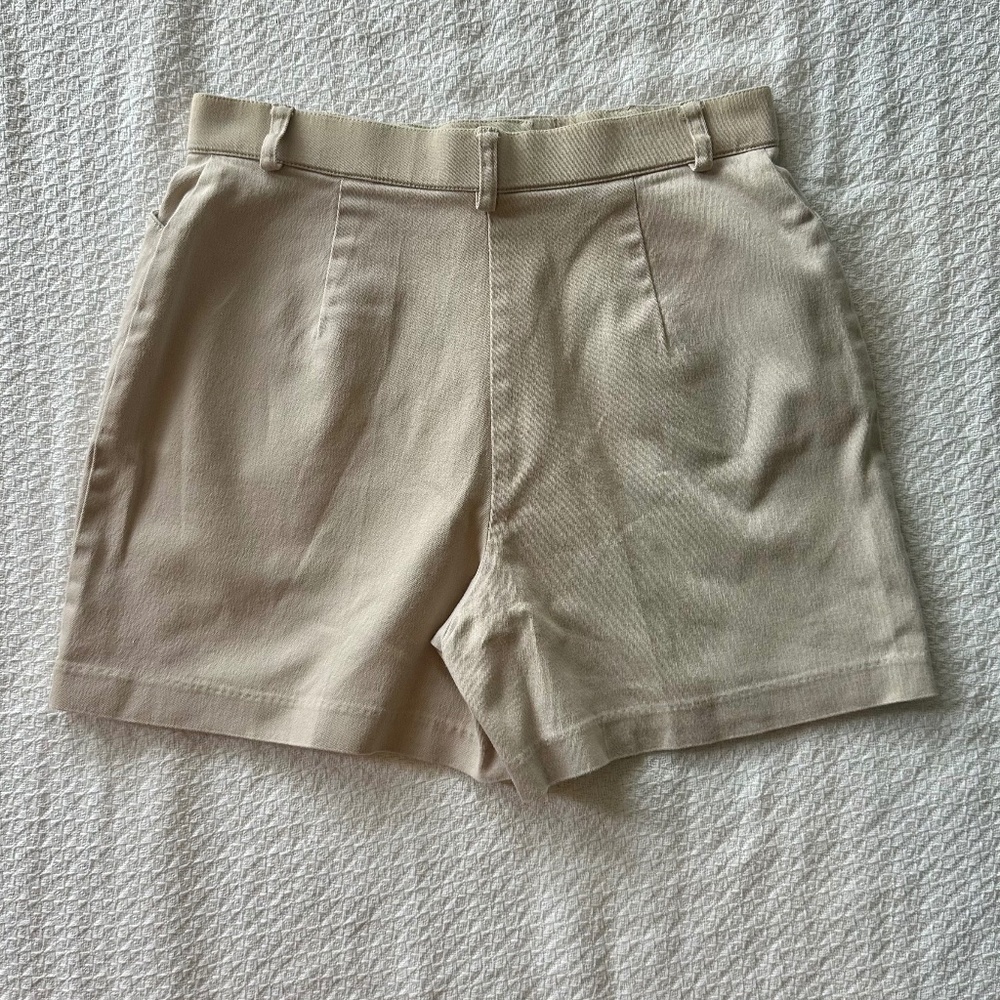 Vintage Tribella Petite Khaki Cotton Shorts - Picture 2 of 8
